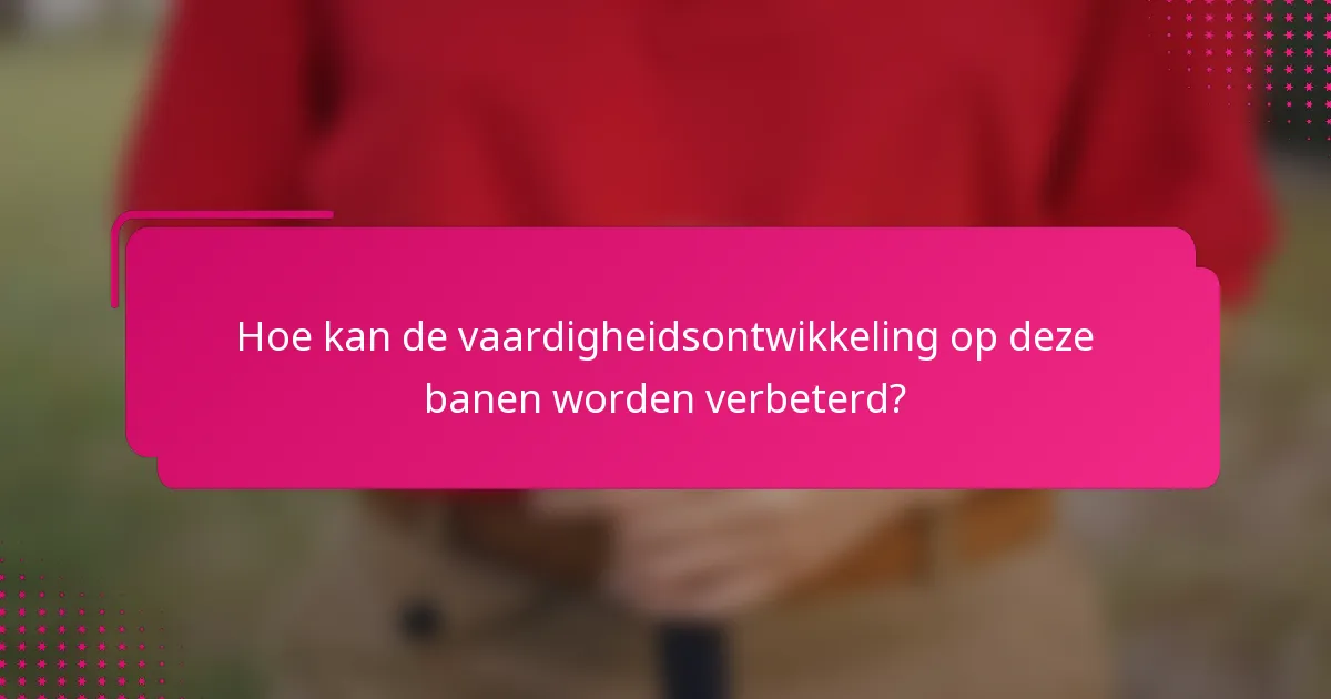 Hoe kan de vaardigheidsontwikkeling op deze banen worden verbeterd?